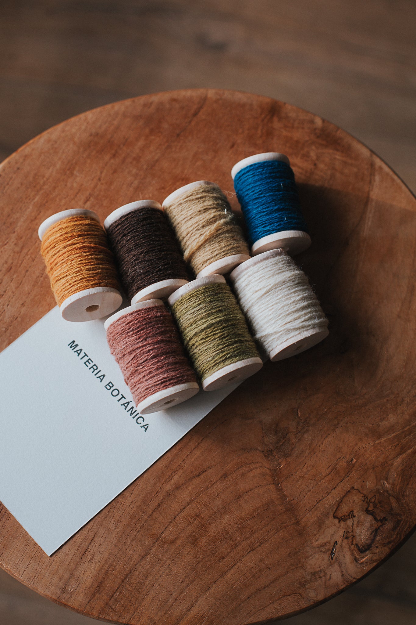 set of 7 embroidery threads - botanically hand-dyed pure merino wool