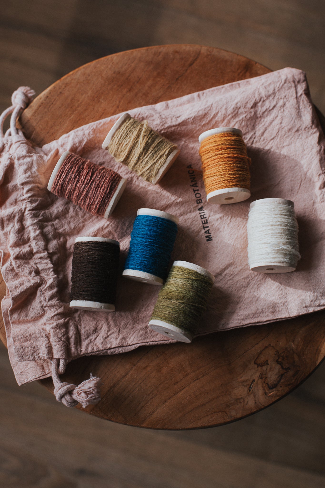 set of 7 embroidery threads - botanically hand-dyed pure merino wool