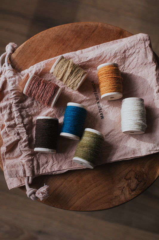 set of 7 embroidery threads - botanically hand-dyed pure merino wool