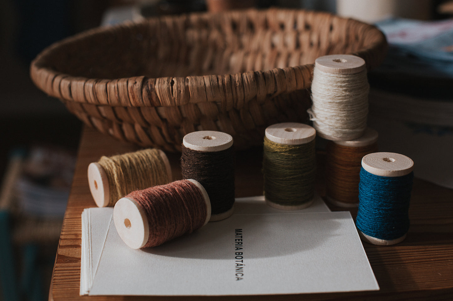 set of 7 embroidery threads - botanically hand-dyed pure merino wool