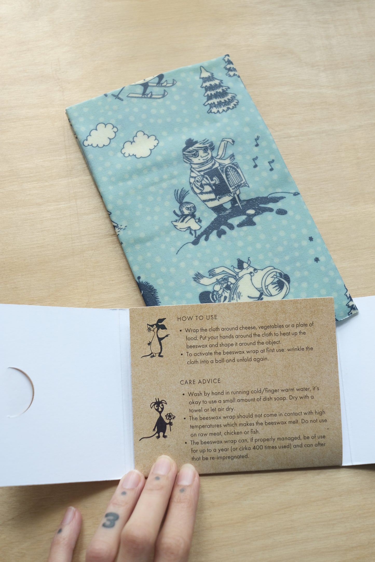 set of three beeswax wraps - moomin in winterland
