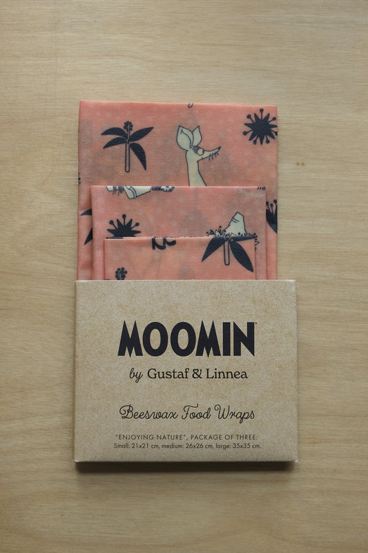 set of three beeswax wraps - moomin enjoying nature