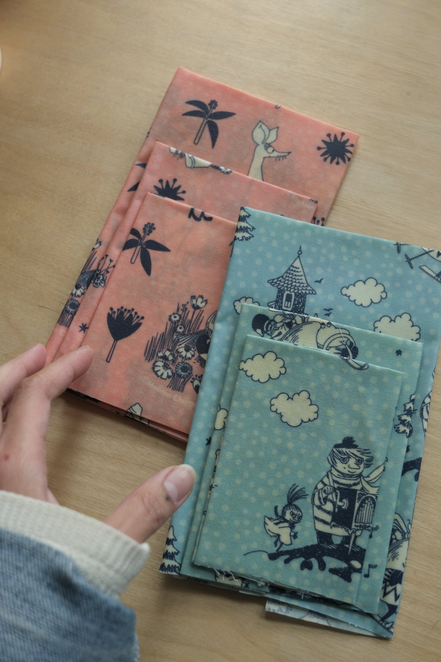 set of three beeswax wraps - moomin enjoying nature