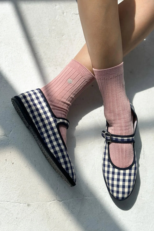 her embroidered socks