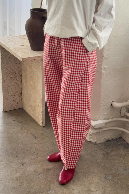 red gingham arc pants