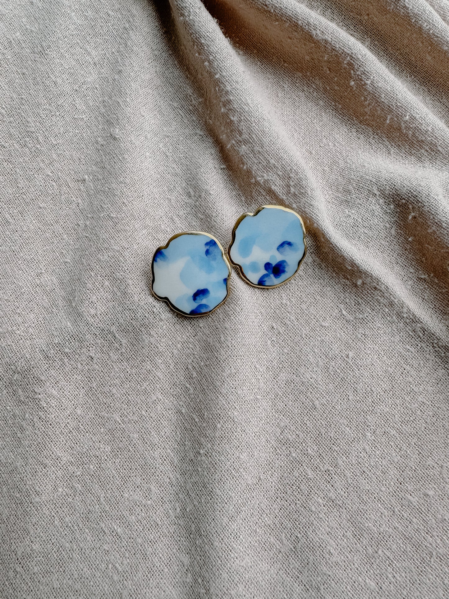 aquarelle cloud porcelain earrings