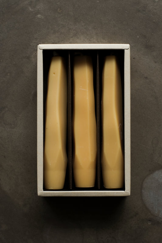 sculptural japanese rice bran wax candles - set of 3