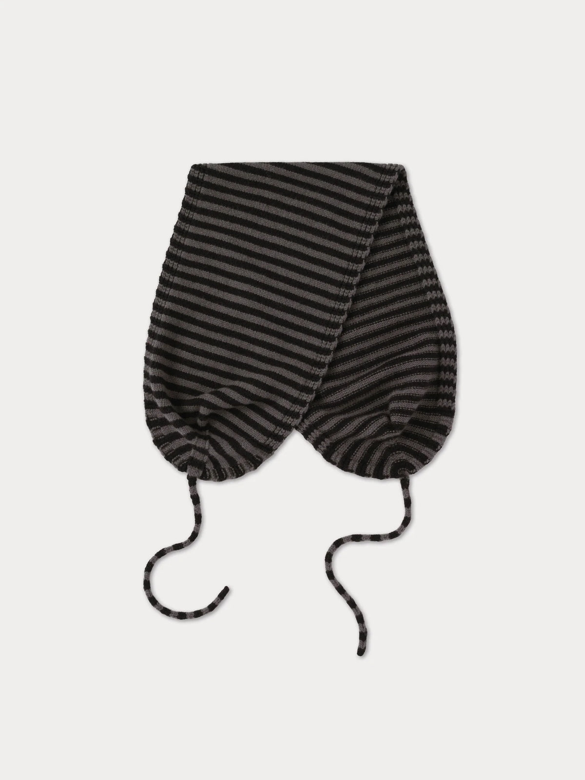 lambswool striped scarf with ties - two colorways