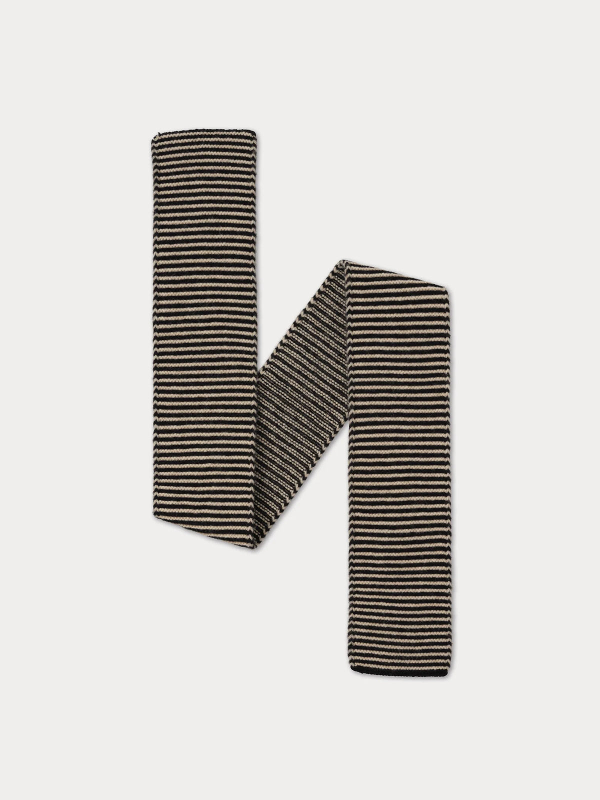 lambswool thin stripe garter stitch scarf black & oatmeal