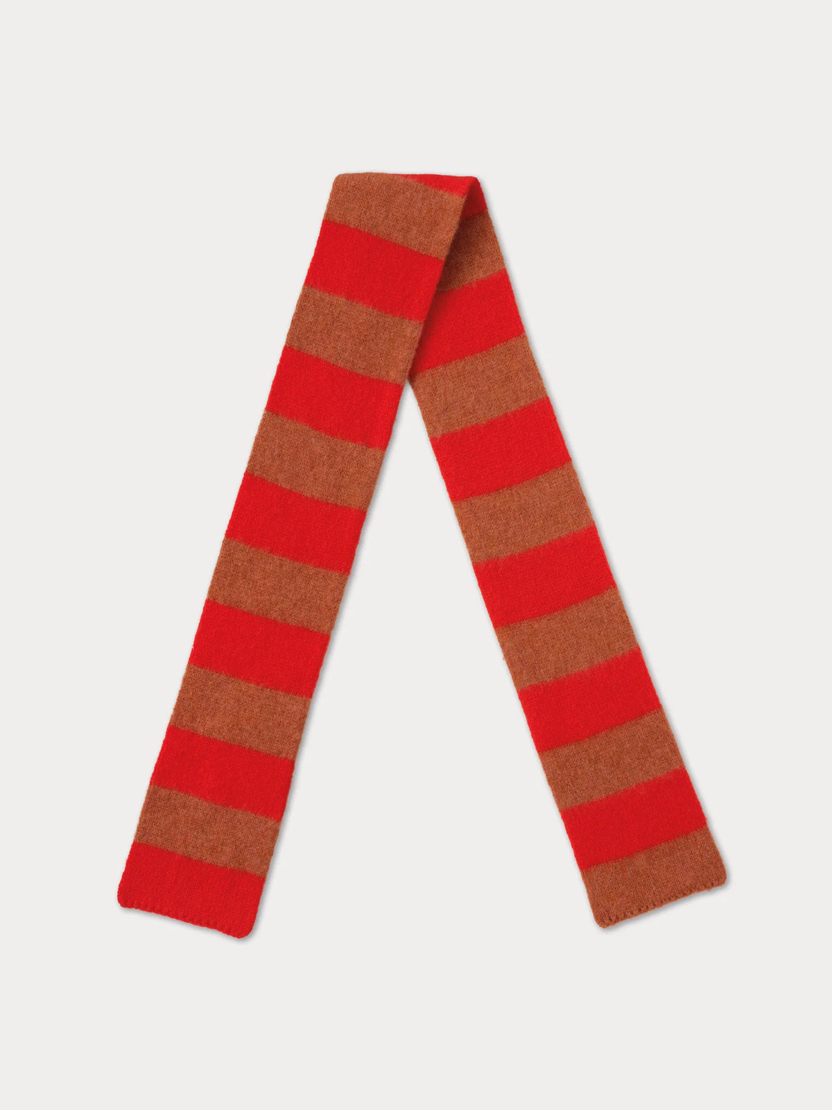 brushed lambswool striped scarf poppy & iron oxide