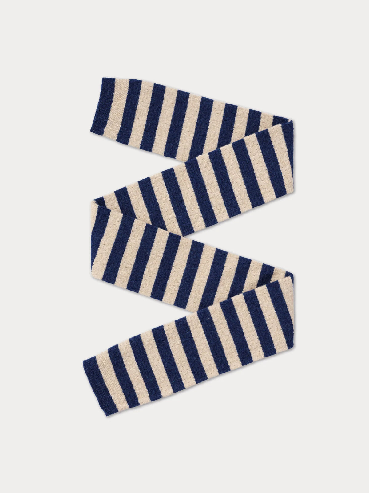 lambswool pointelle stripe scarf nightsky & oatmeal