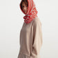 lambswool lace funnel neck warmer poppy & oatmeal