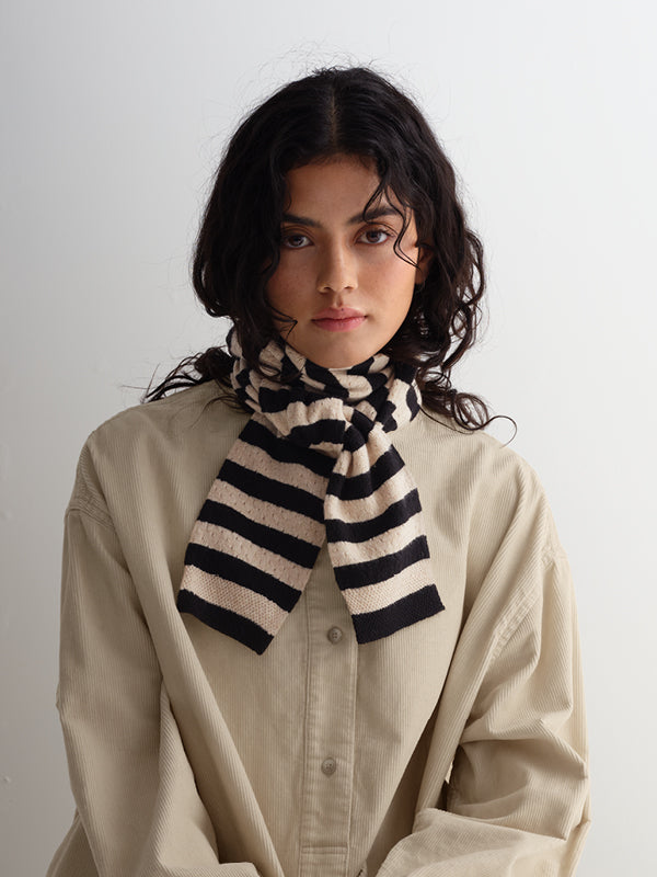 pointelle stripe scarf