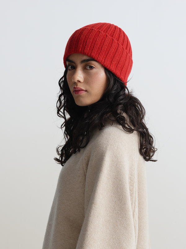 plain ribbed hat in lambswool