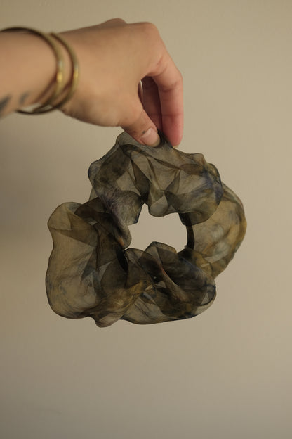 plant dyed generous silk organza scrunchie