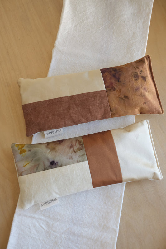 plant dyed aromatherapy eye pillow - earth patchwork
