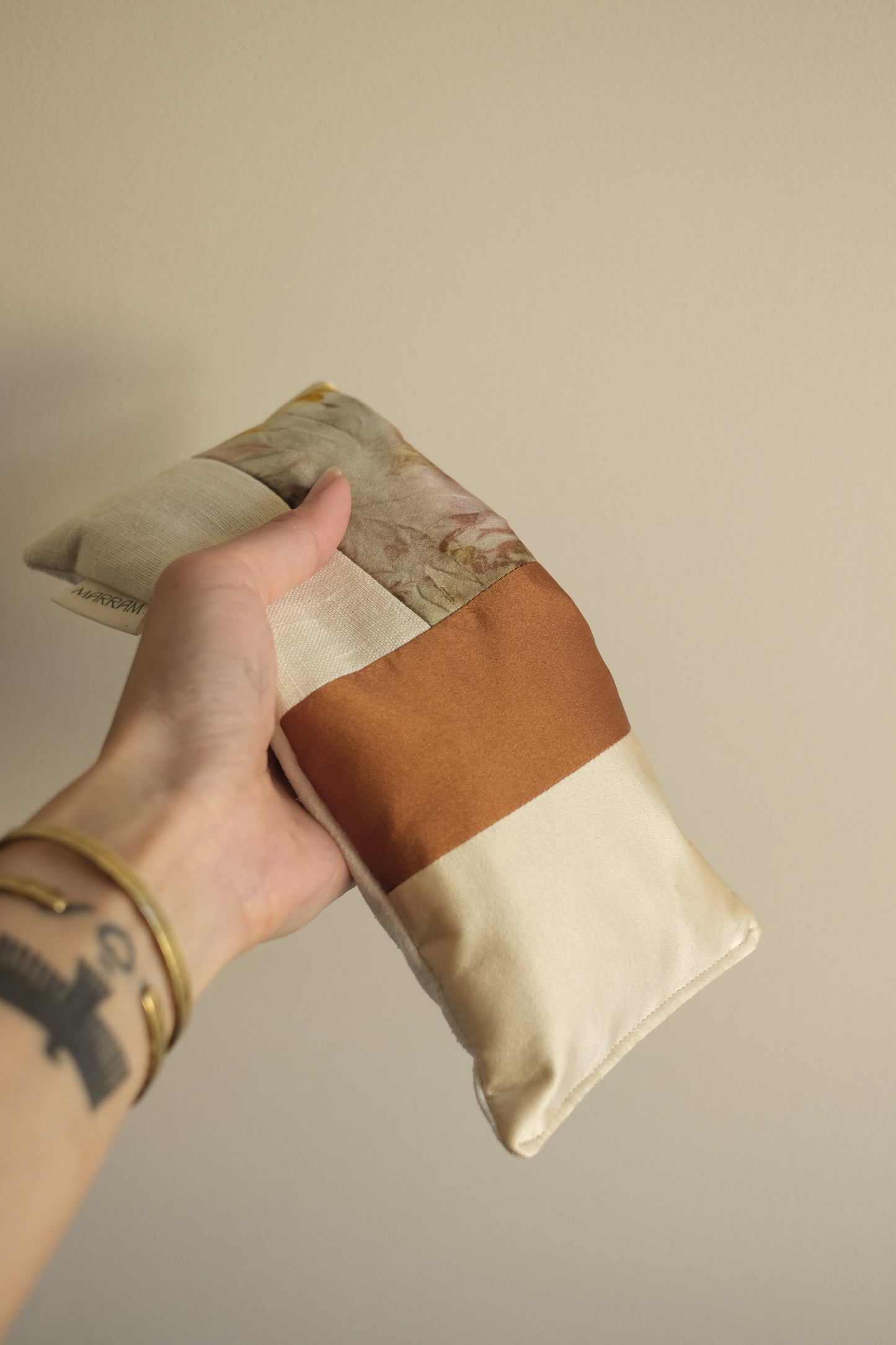 plant dyed aromatherapy eye pillow - earth patchwork