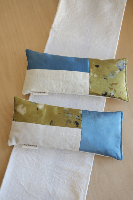 plant dyed aromatherapy eye pillow - sky patchwork