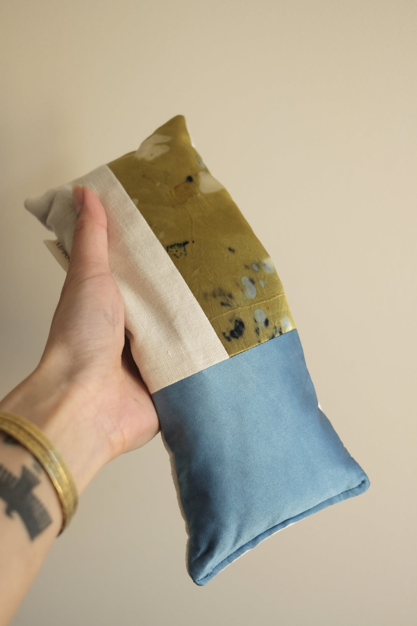 plant dyed aromatherapy eye pillow - sky patchwork