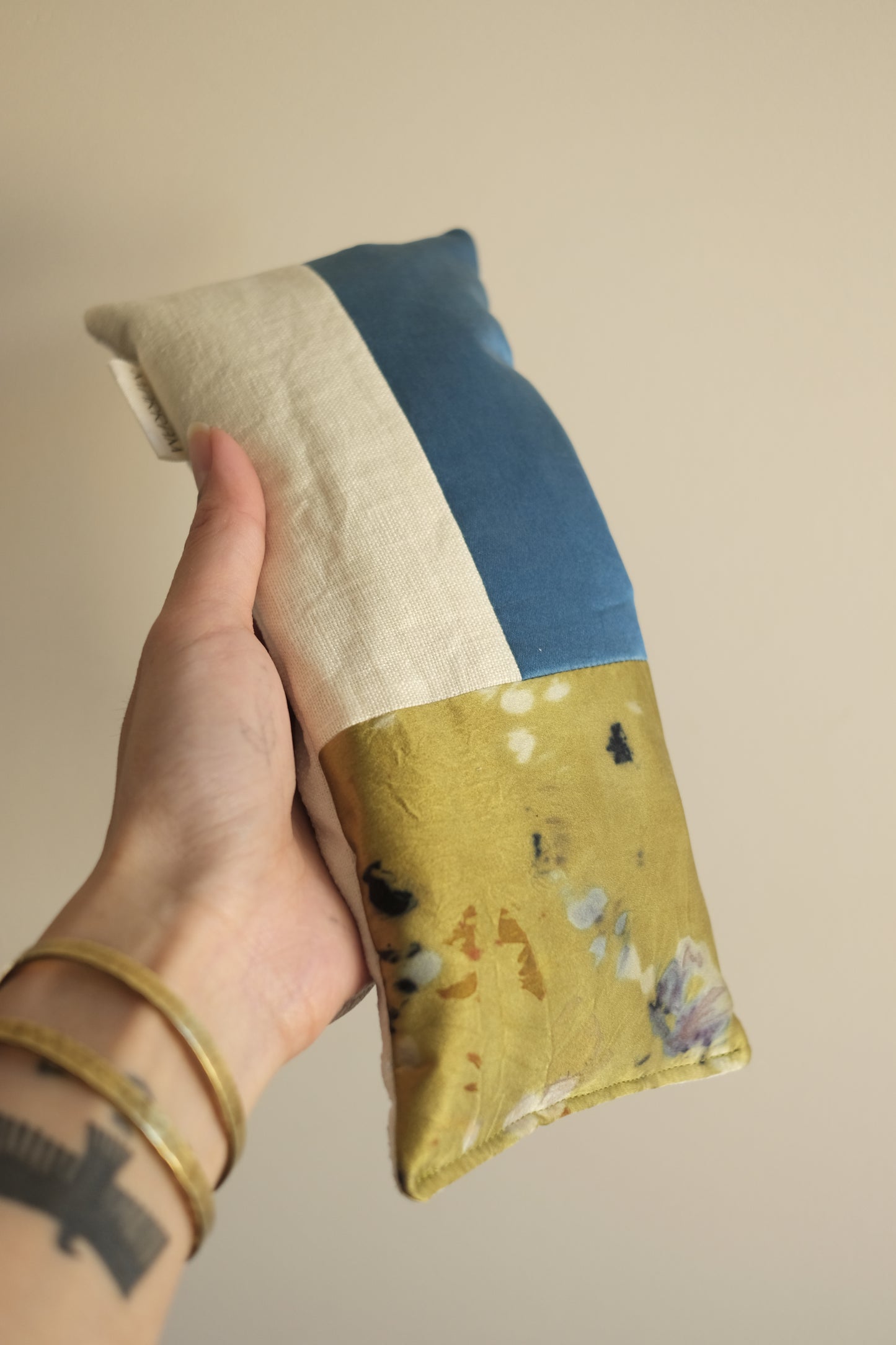 plant dyed aromatherapy eye pillow - sky patchwork