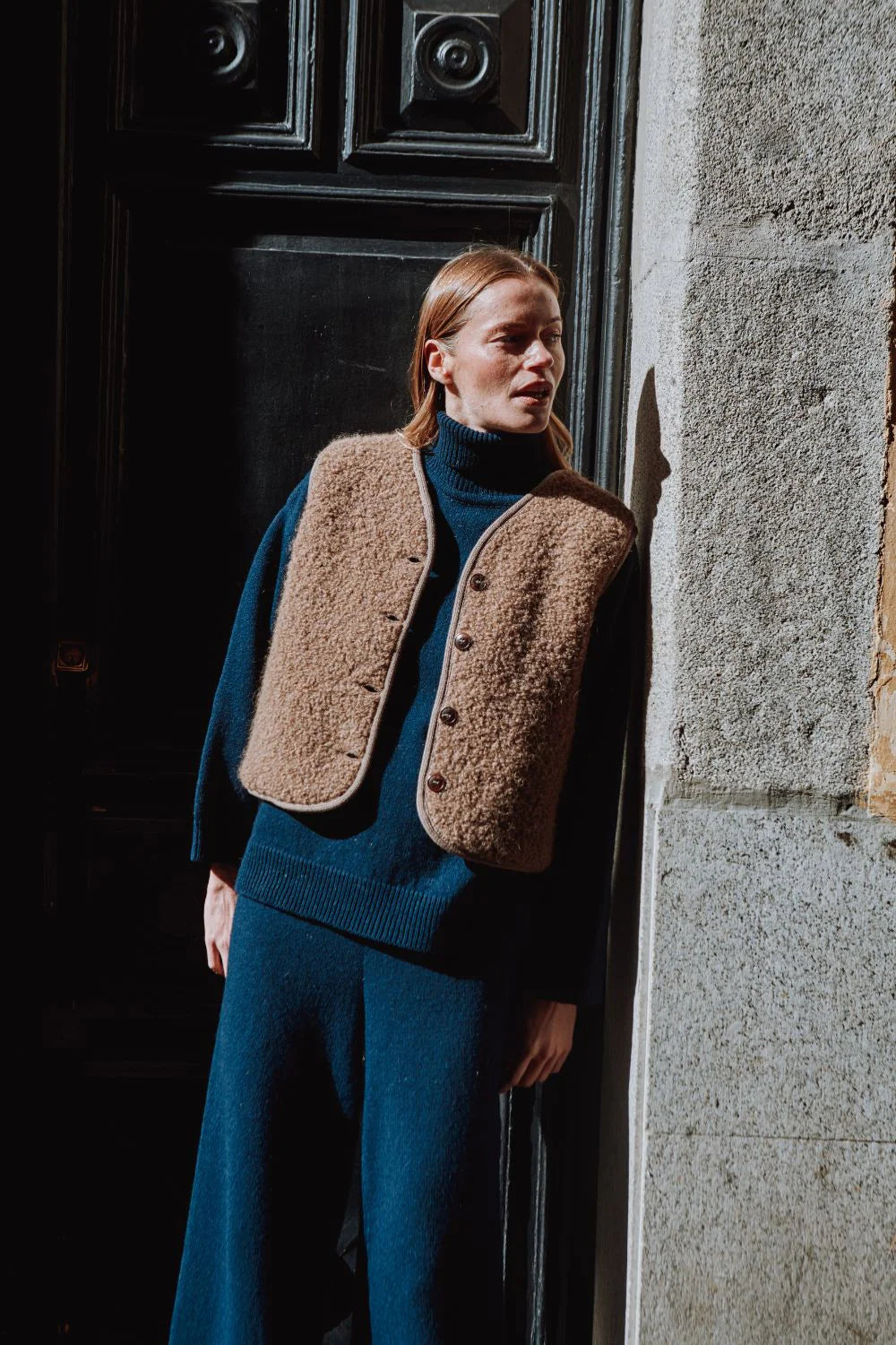 pre-order: luce curly alpaca vest