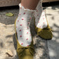petal ruffled crew socks - two shades