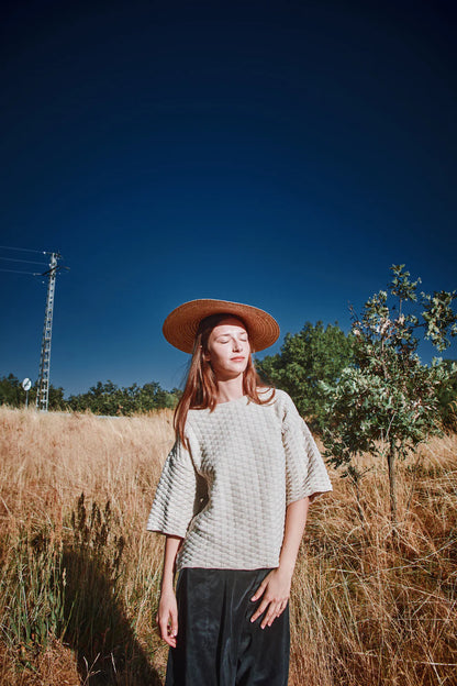 pre-order: sidonie basketweave-knit tee in organic cotton