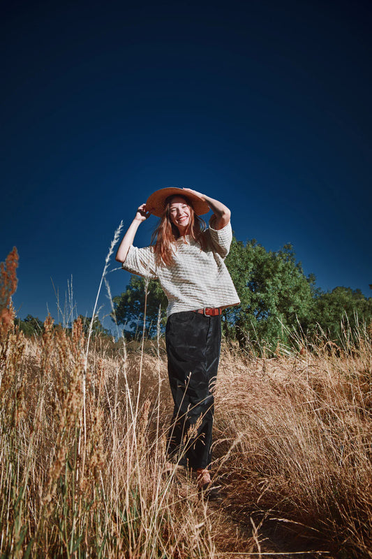 pre-order: sidonie basketweave-knit tee in organic cotton