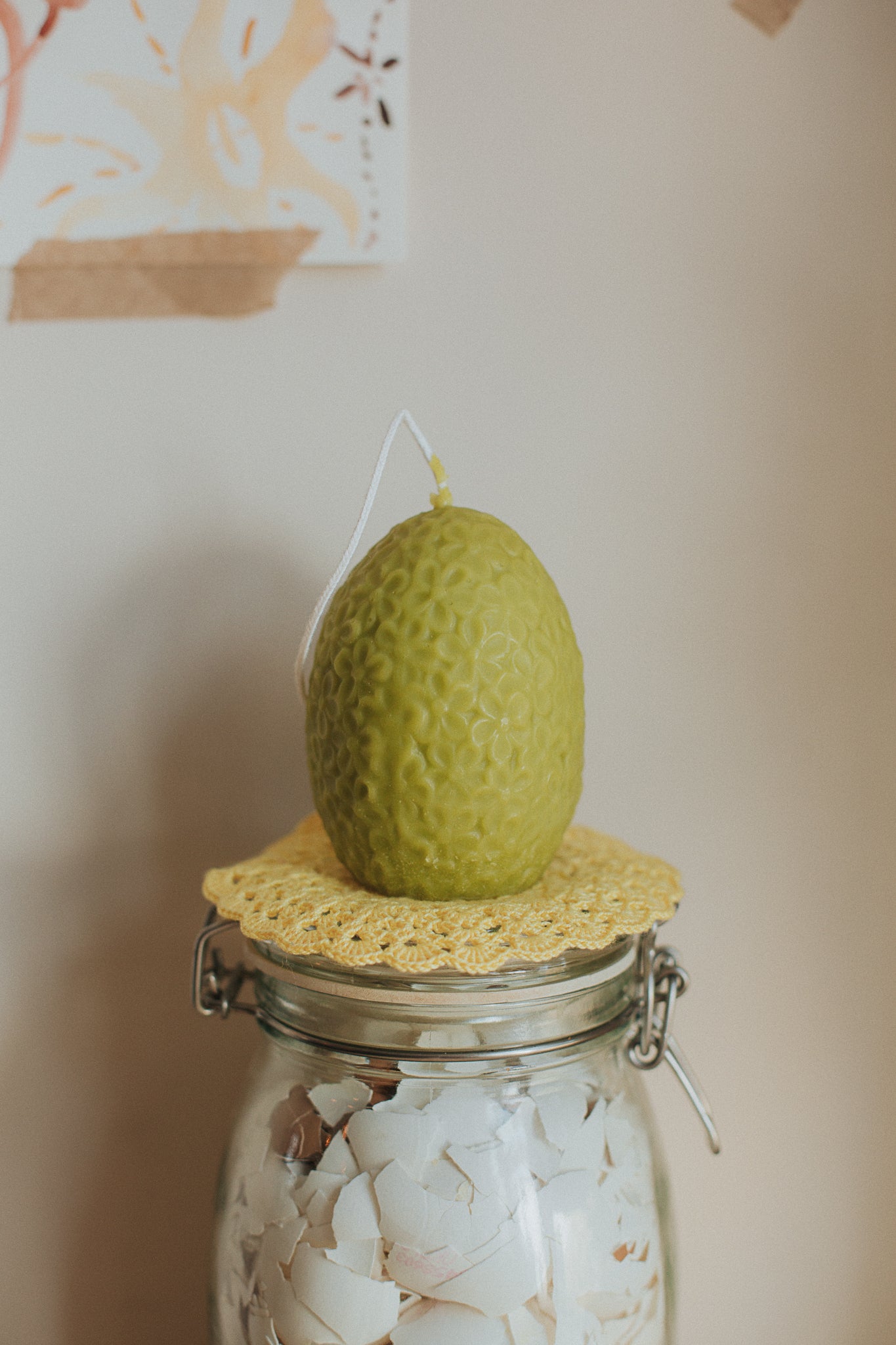 easter egg candle: light olive green