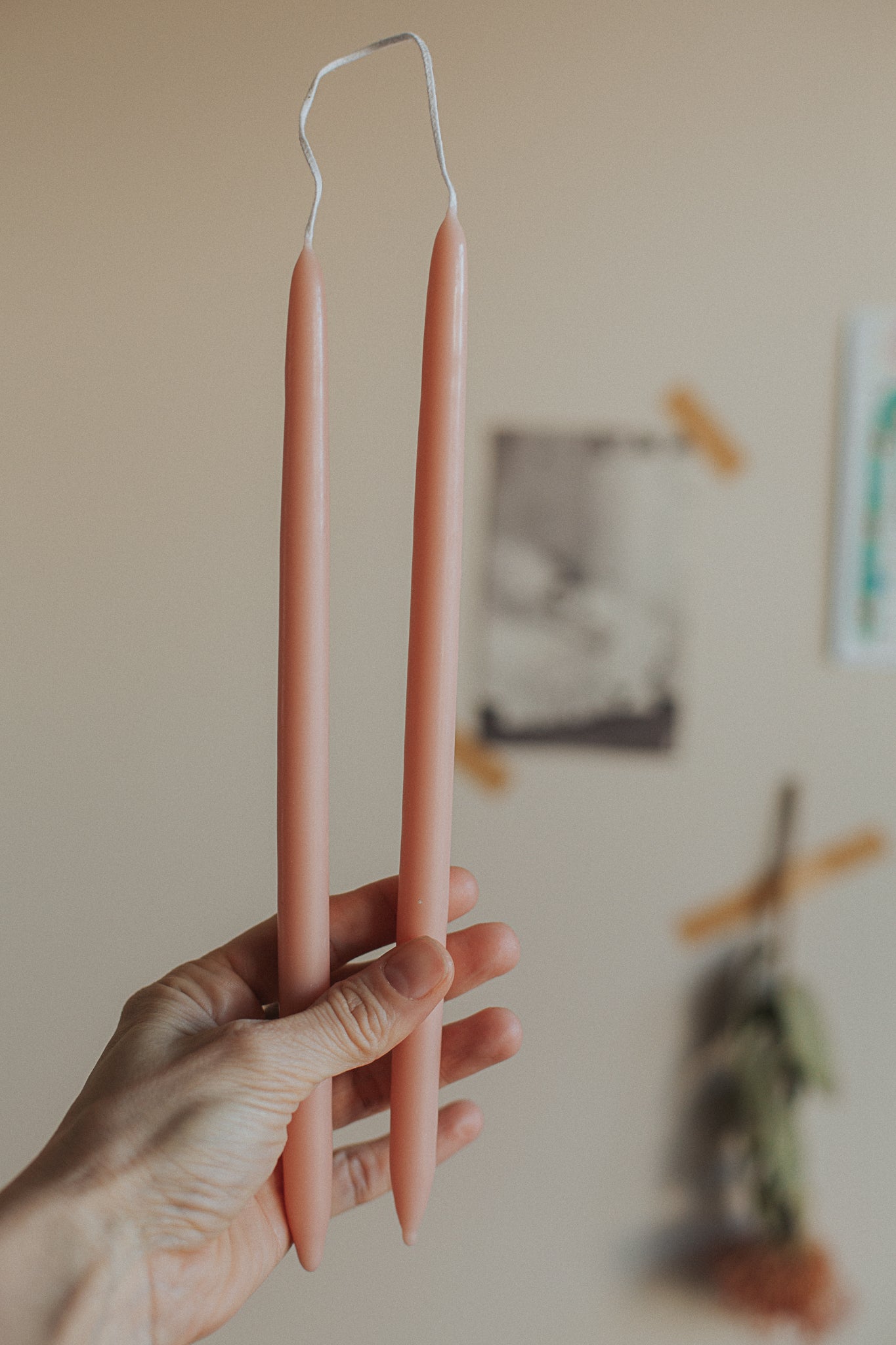 hand-dipped thin tapered candles - set of 2