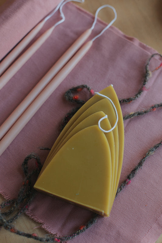 arch candle: olive yellow