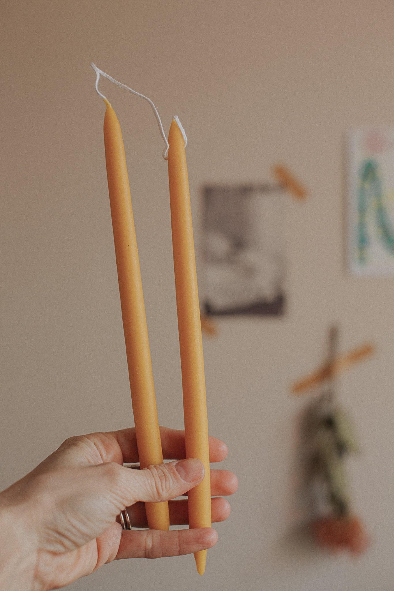 hand-dipped thin tapered candles - set of 2
