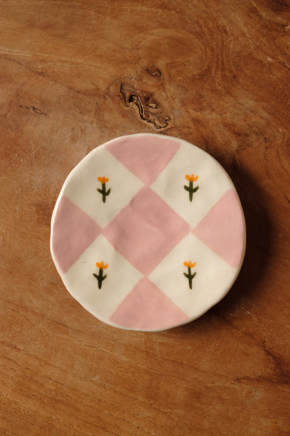 hand-painted diamond pattern tiny plate