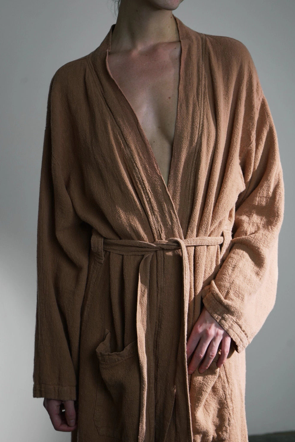 french raw linen kimono - one size - poudre