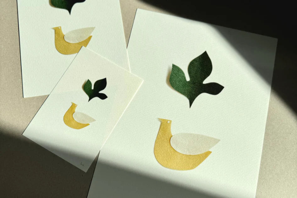 bird and leaf postcard