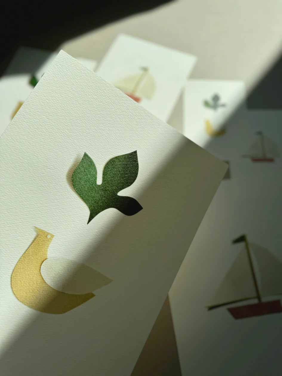bird and leaf postcard