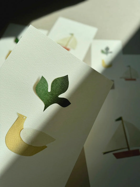 bird and leaf postcard