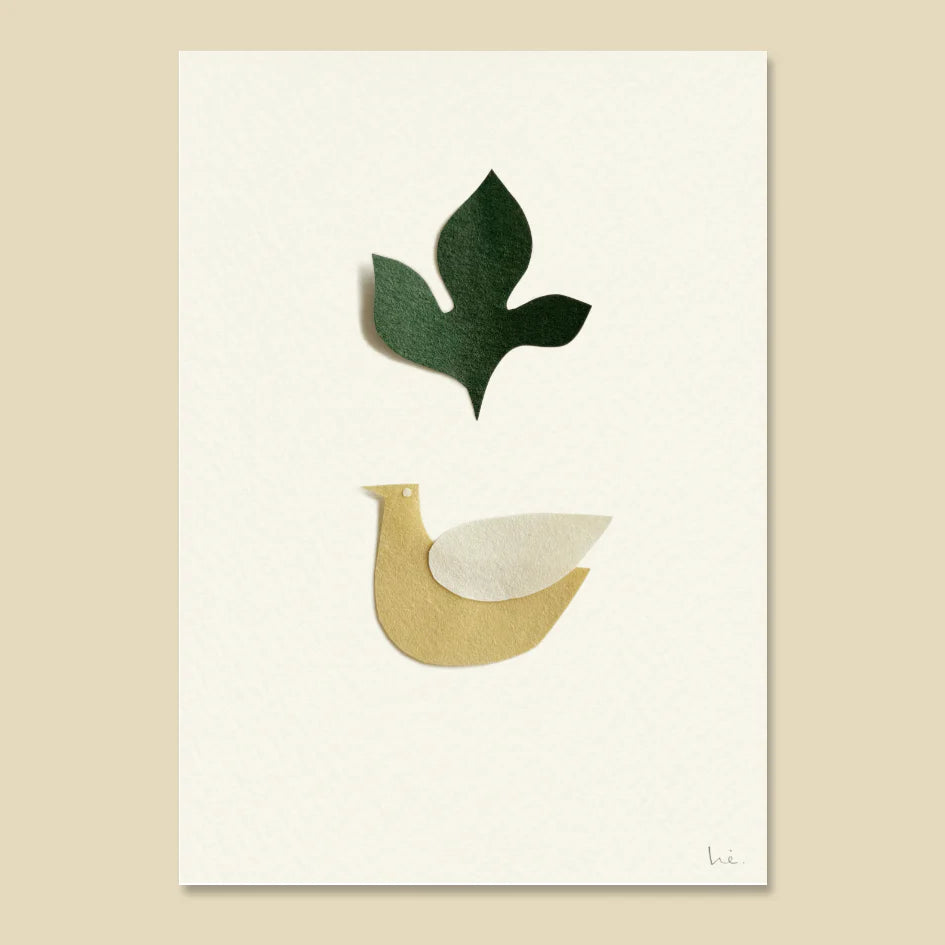 bird and leaf postcard