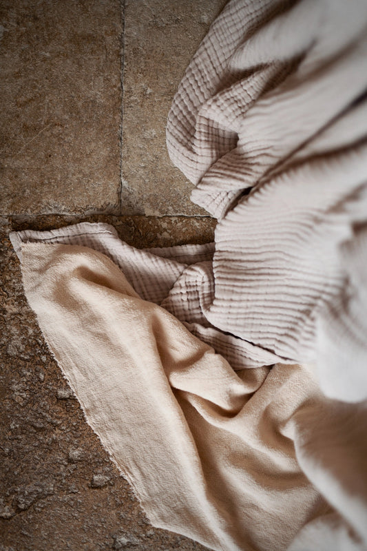 french raw linen throw/tablecloth/curtain - 140x200cm - sand