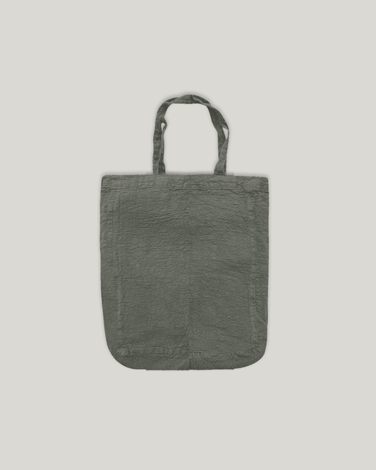 french raw linen tote bag - grey green