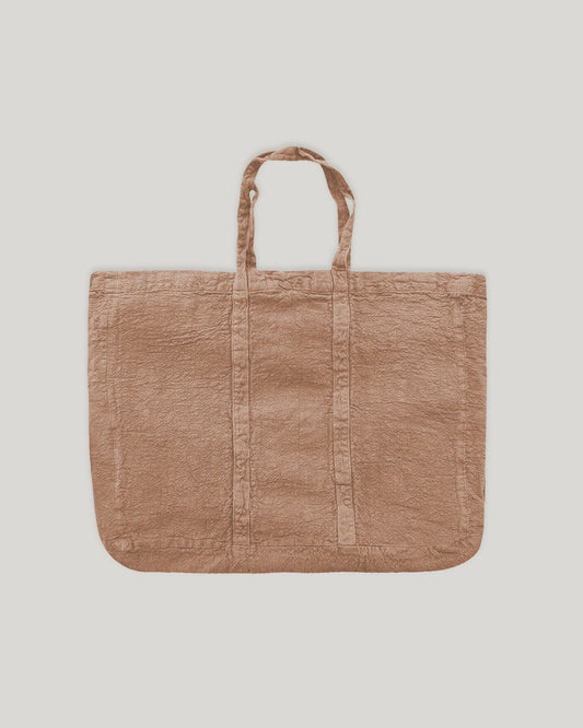 french raw linen yogi bag