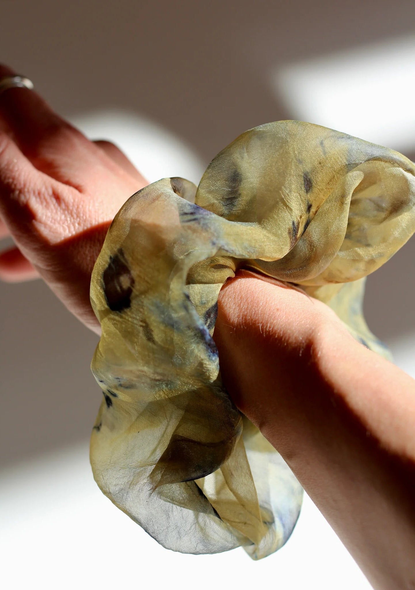 plant dyed generous silk organza scrunchie