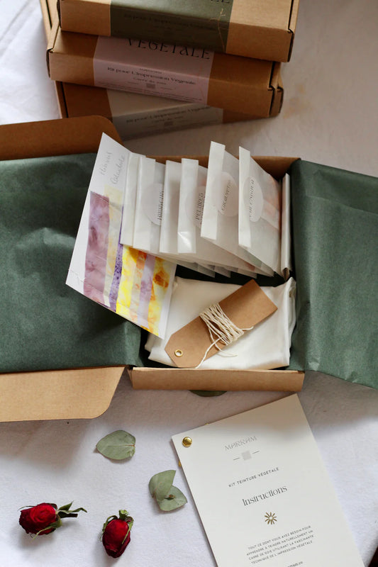 natural dye kit with silk bundle dye silk