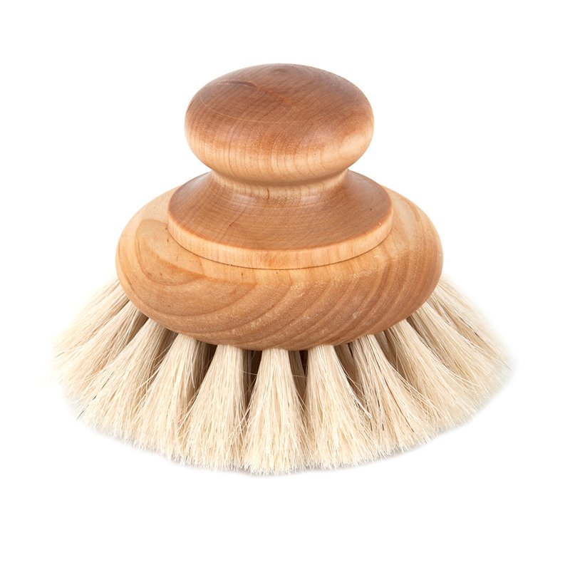 bath brush with knob in oiled maple wood