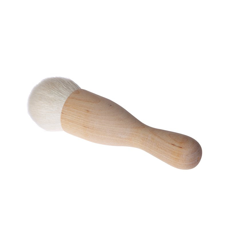 kabuki makeup and hair brush in birch wood