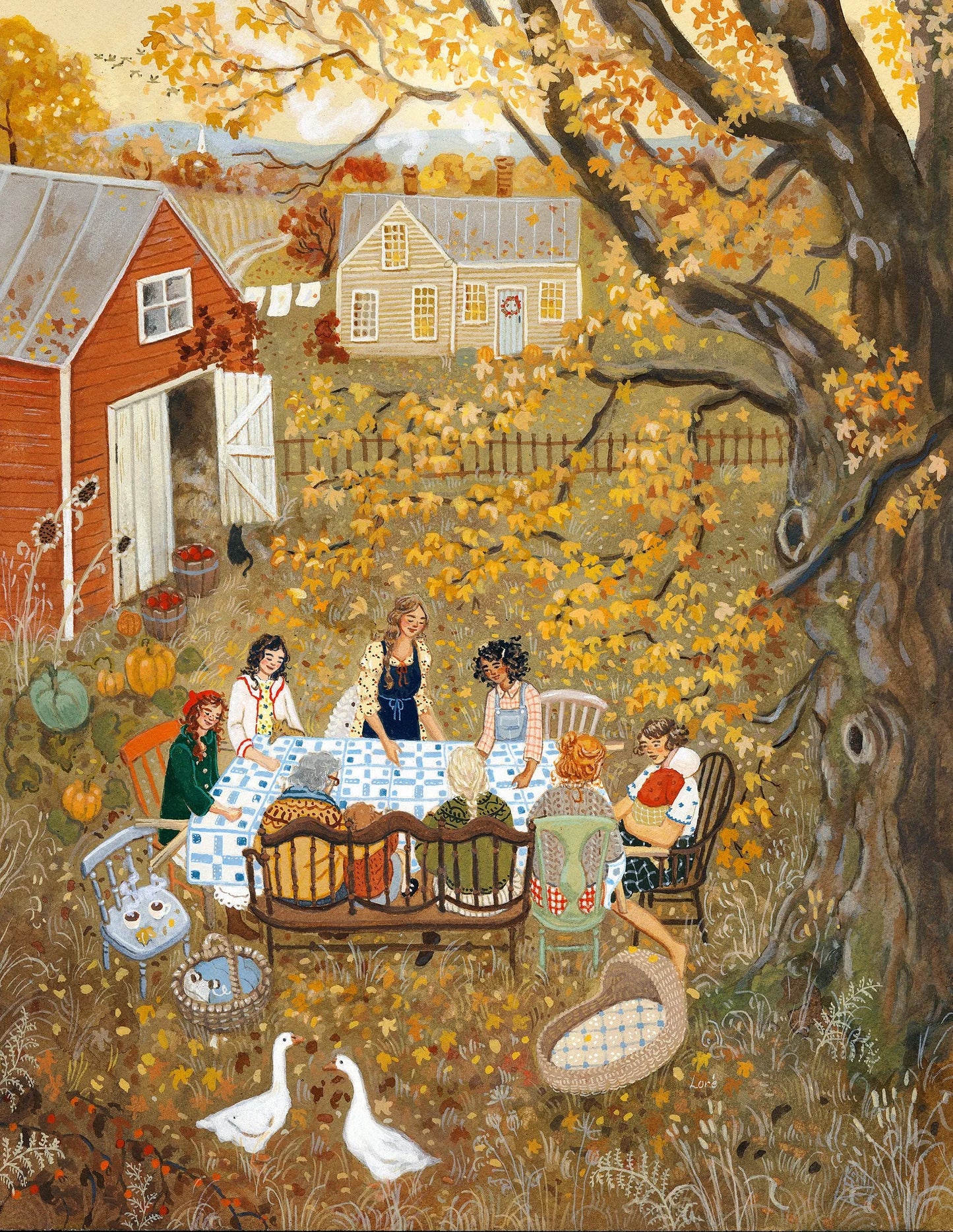 quilting bee postcard