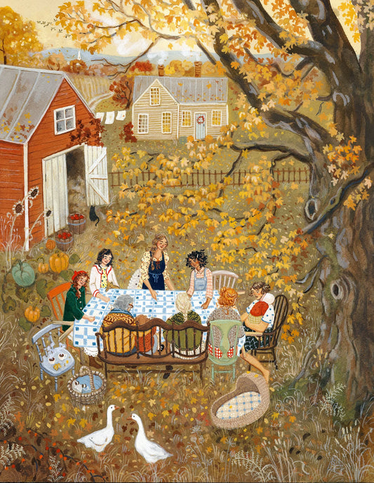 quilting bee postcard