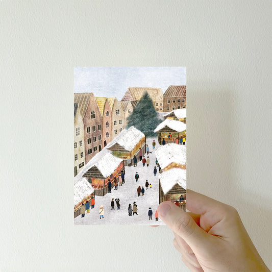 christmas market postcard