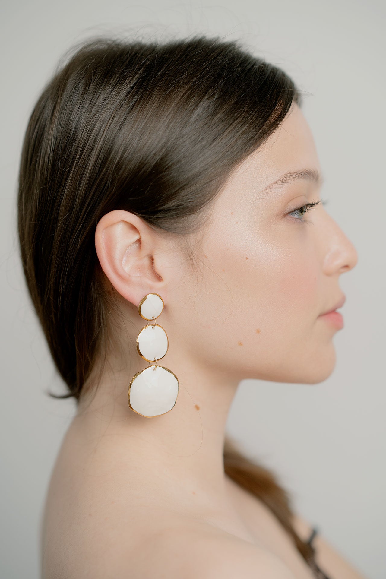 trio circle porcelain earrings