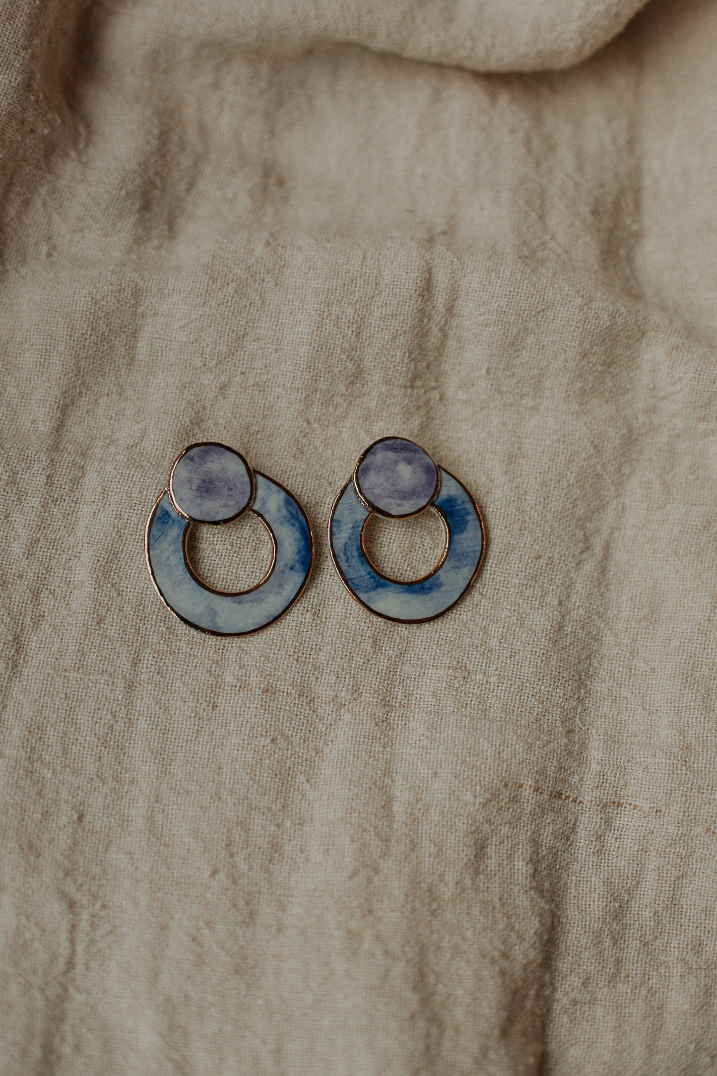 lilac loop de loop porcelain earrings